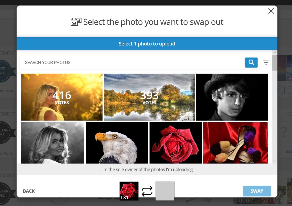 Gurushots Profile – swapping back screen showing votes 1a